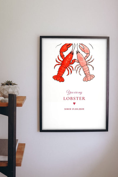 Lifestyle - You're My Lobster Personalised Print hanging on a living room wall