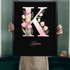 Lifestyle - Personalised Floral Initial Print held up in a bright room