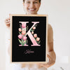 Lifestyle - Personalised Floral Initial Print held by a smiling woman
