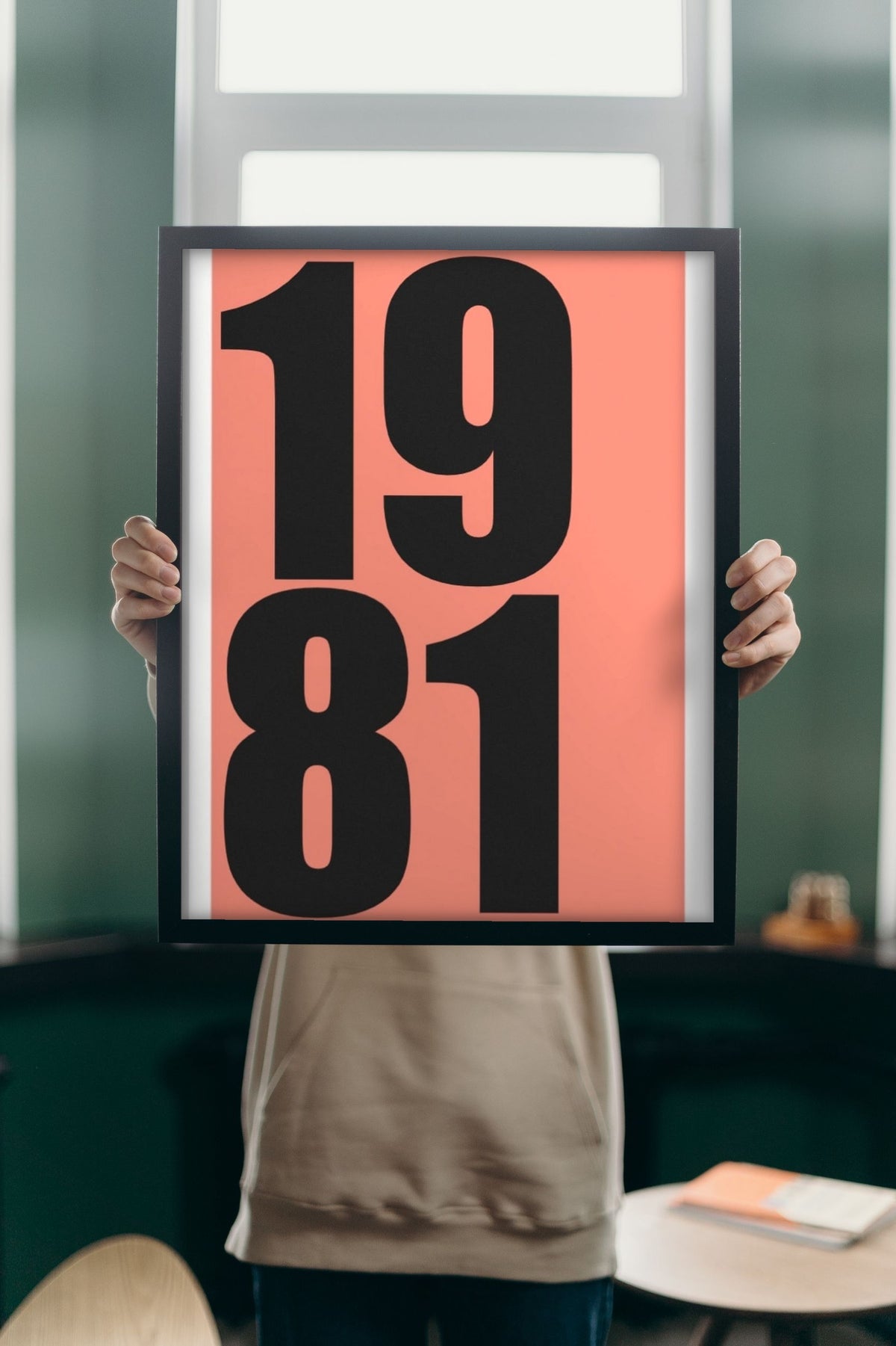 Lifestyle - Personalised Date Print held up in a bright room