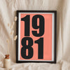 Lifestyle - Personalised Date Print leaning in a frame with dried flowers