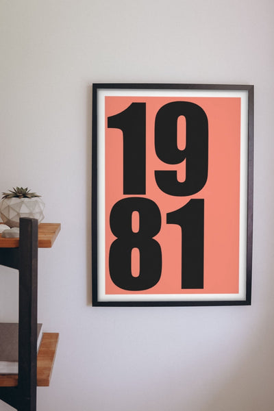 Lifestyle - Personalised Date Print hanging on a living room wall