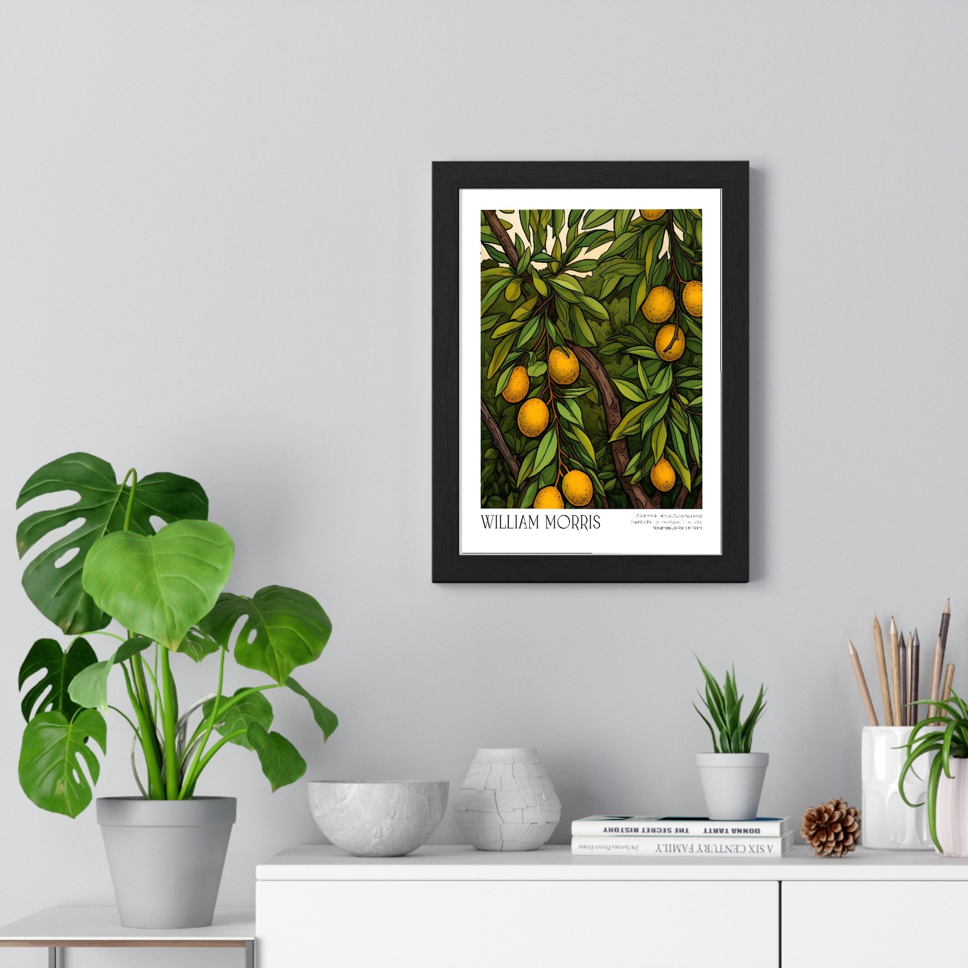 11x14-19 framed poster displayed on a living room wall