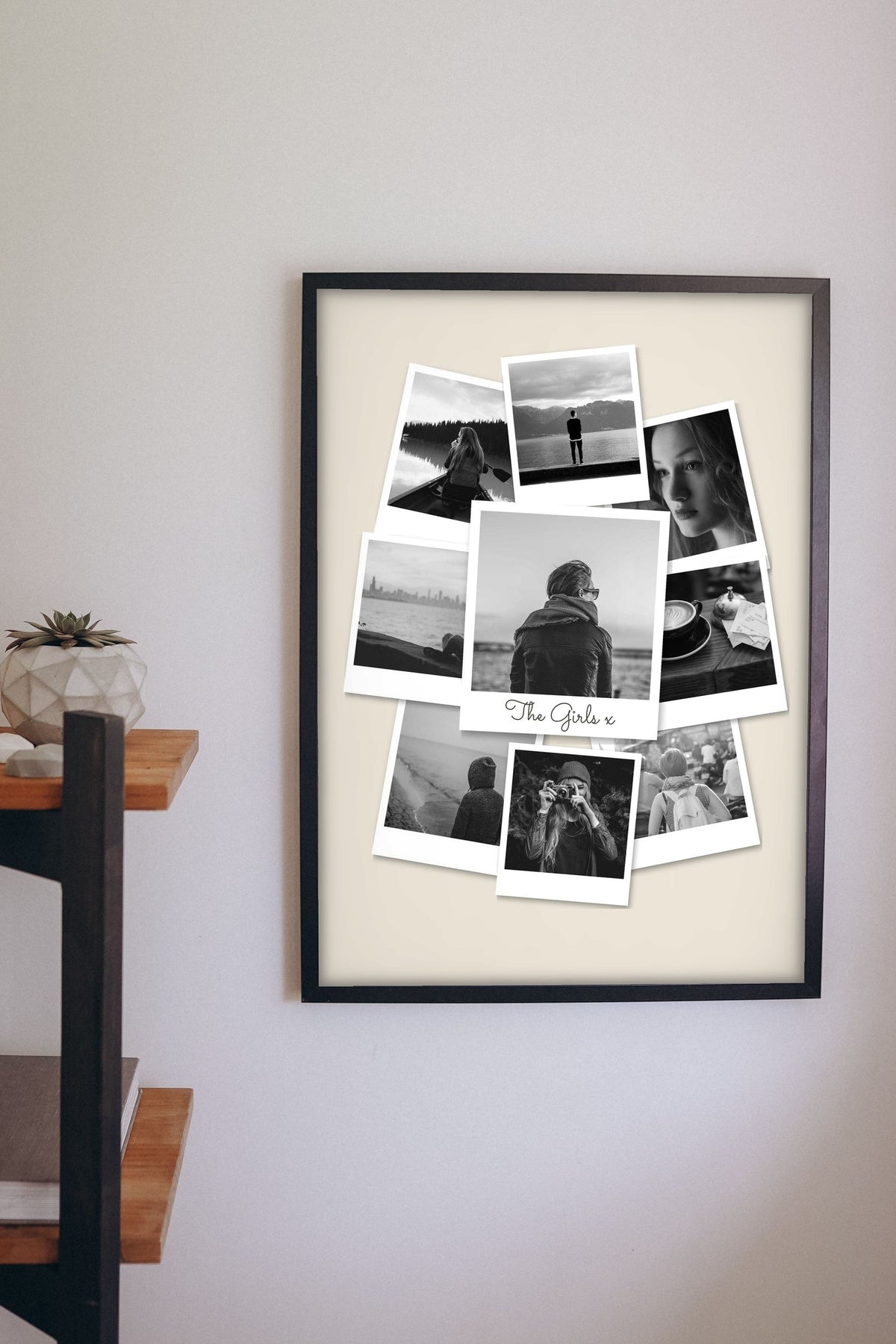 Lifestyle - Personalised Polaroid Photo Collage Print hanging on a living room wall
