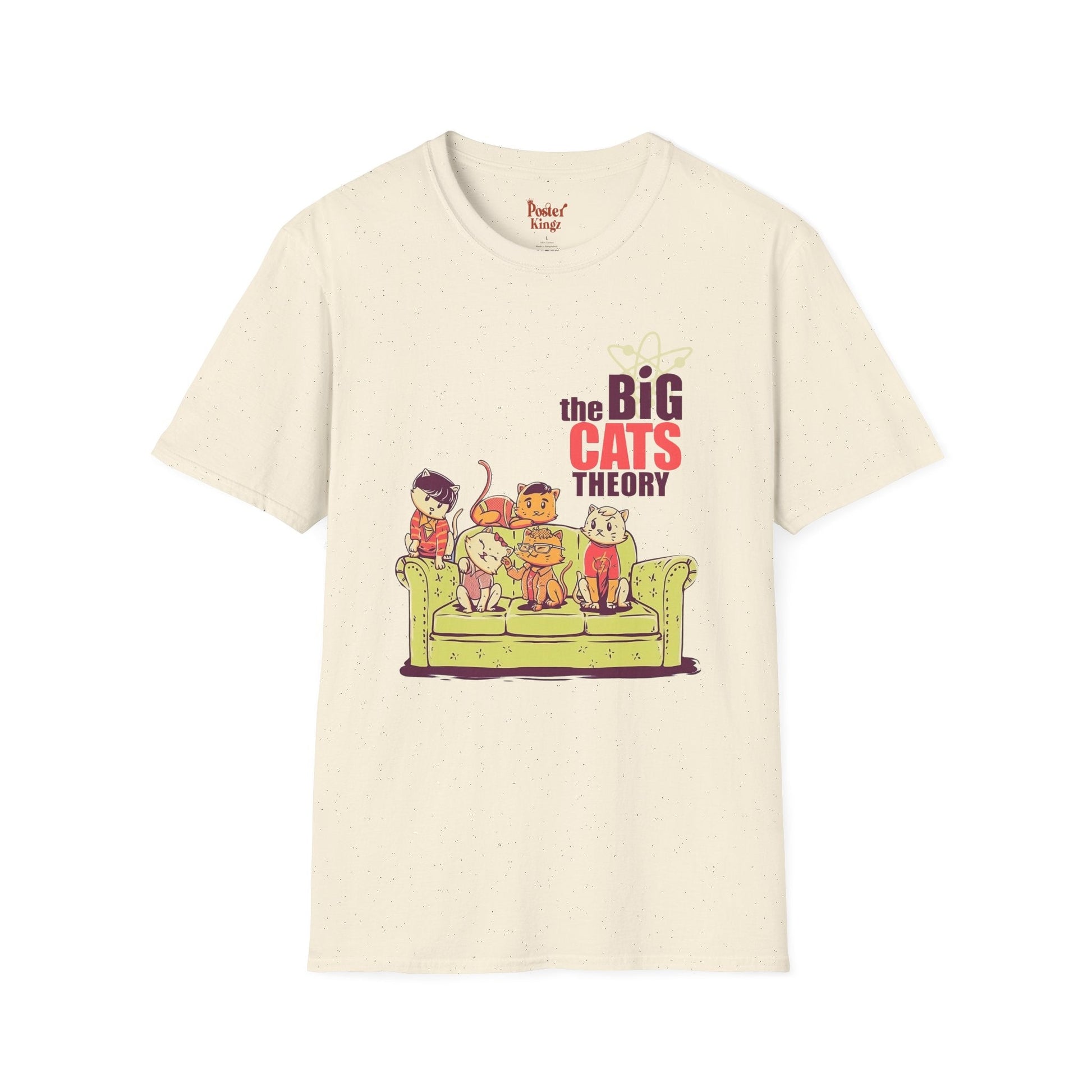 Navy t-shirt with The Big Cats Theory Cat Parody