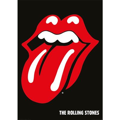 The Rolling Stones classic tongue logo official maxi poster front view on black background