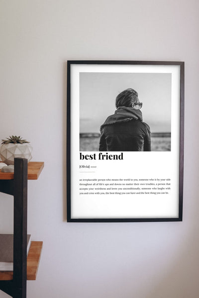 Lifestyle - Personalised Best Friend Definition Print hanging on a living room wall