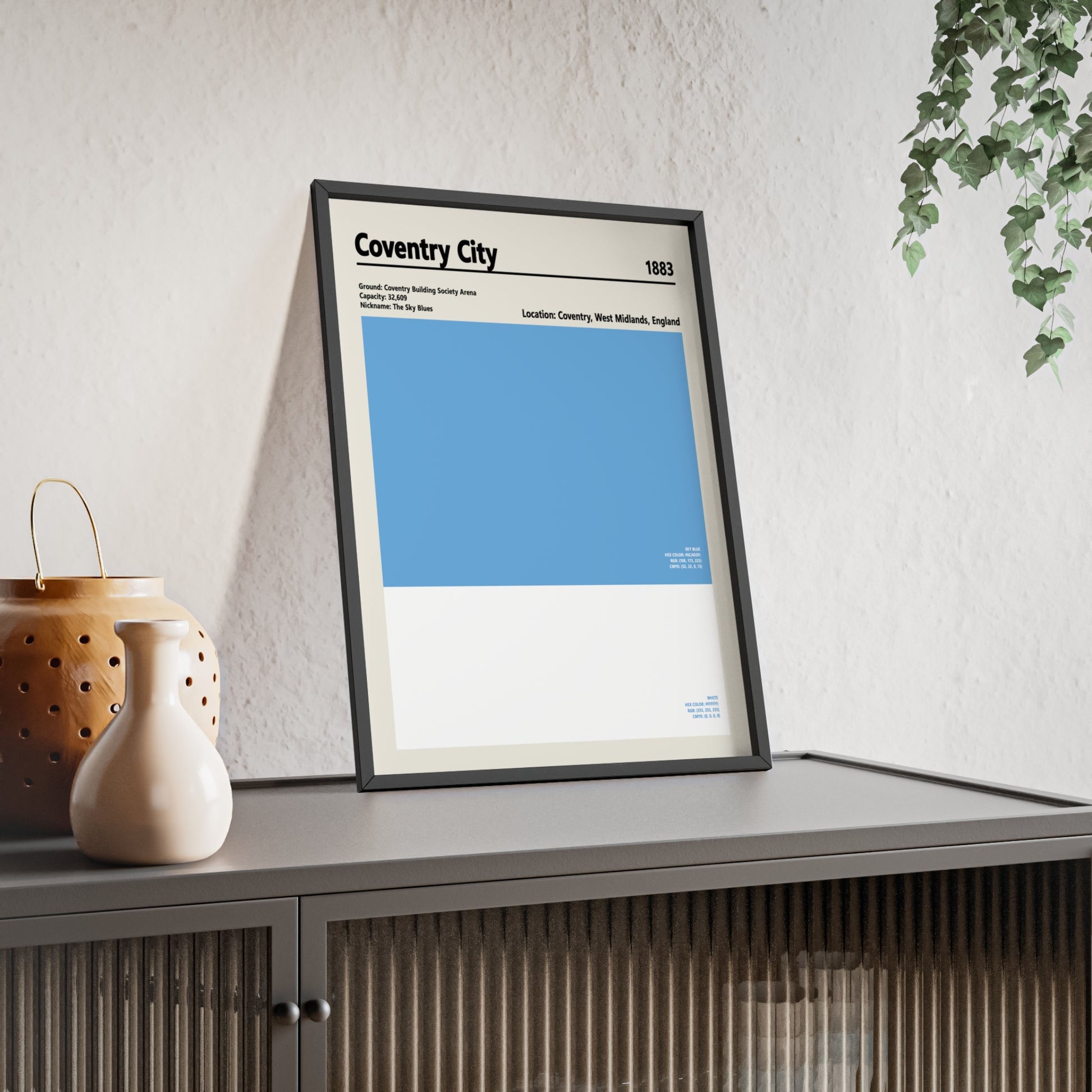 Minimalist Coventry City poster inspired by club colours