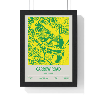 Carrow Road stadium map print in yellow and green wall art