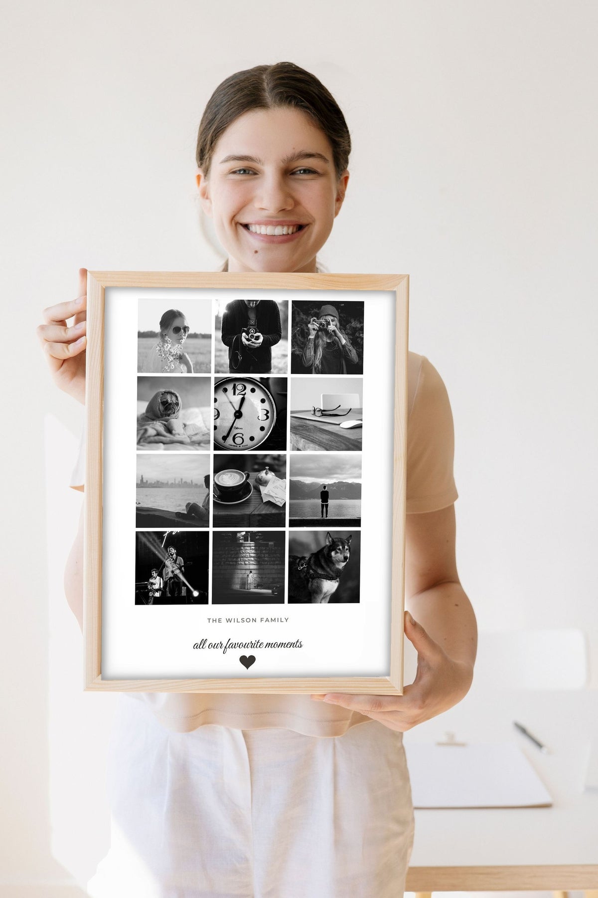 Lifestyle - Personalised Photo Collage Print held by a smiling woman