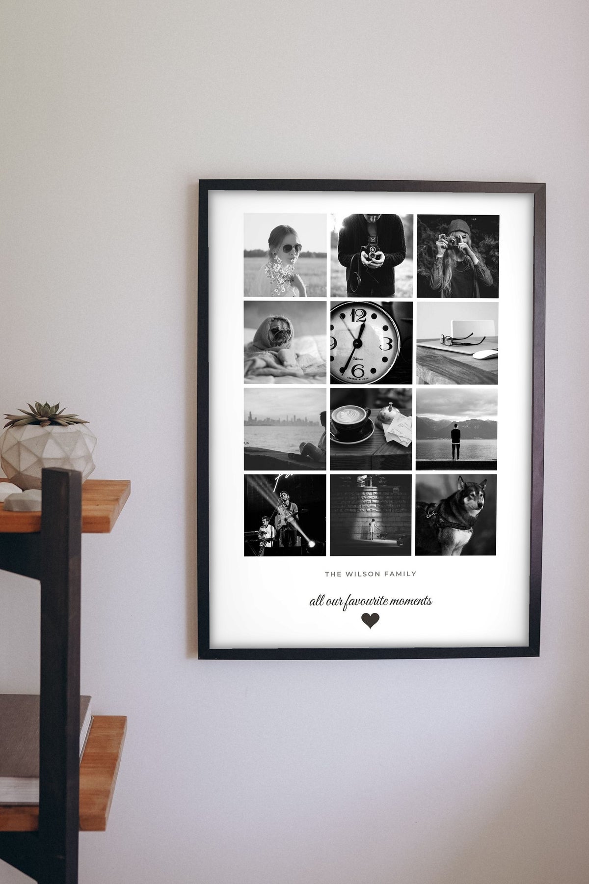 Lifestyle - Personalised Photo Collage Print hanging on a living room wall