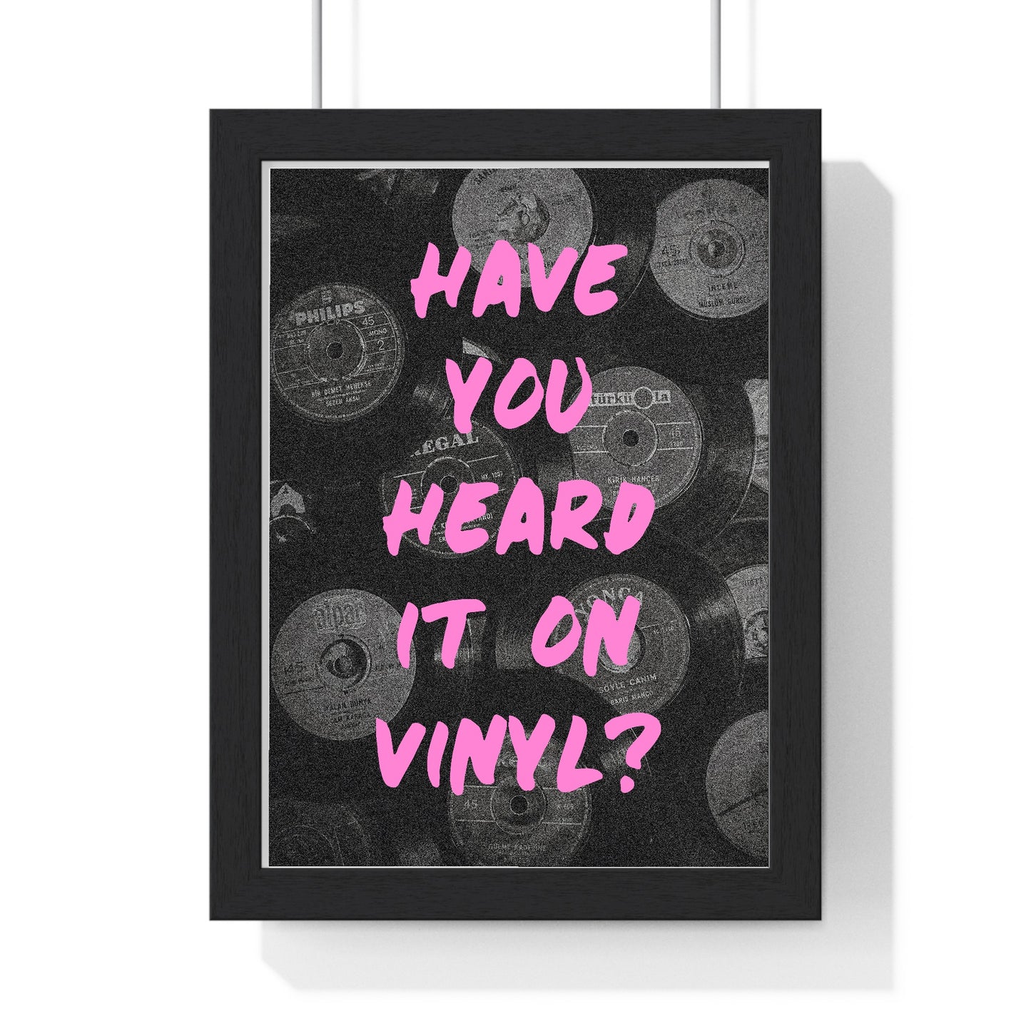 02 Vinylrecords poster framed in black wood with vinyl records design