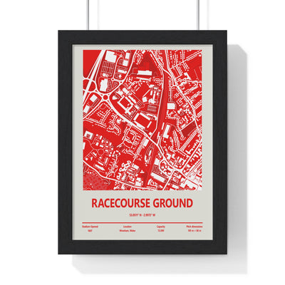 Racecourse Ground stadium map print in red and white