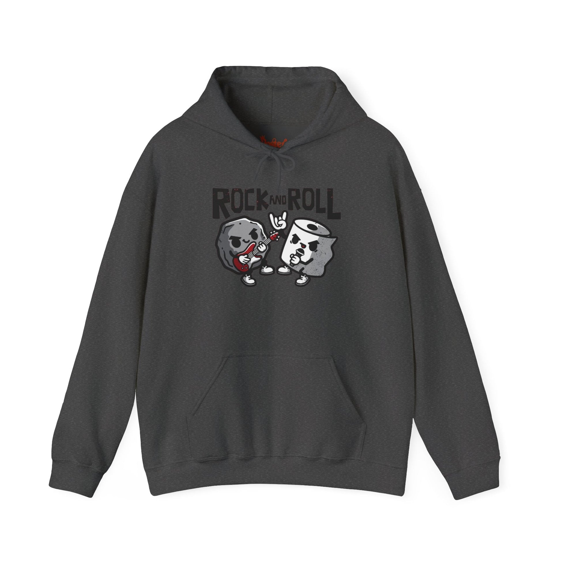 Red t-shirt with Rock and Roll Hoodie Music Pun Hooded Sweatshirt