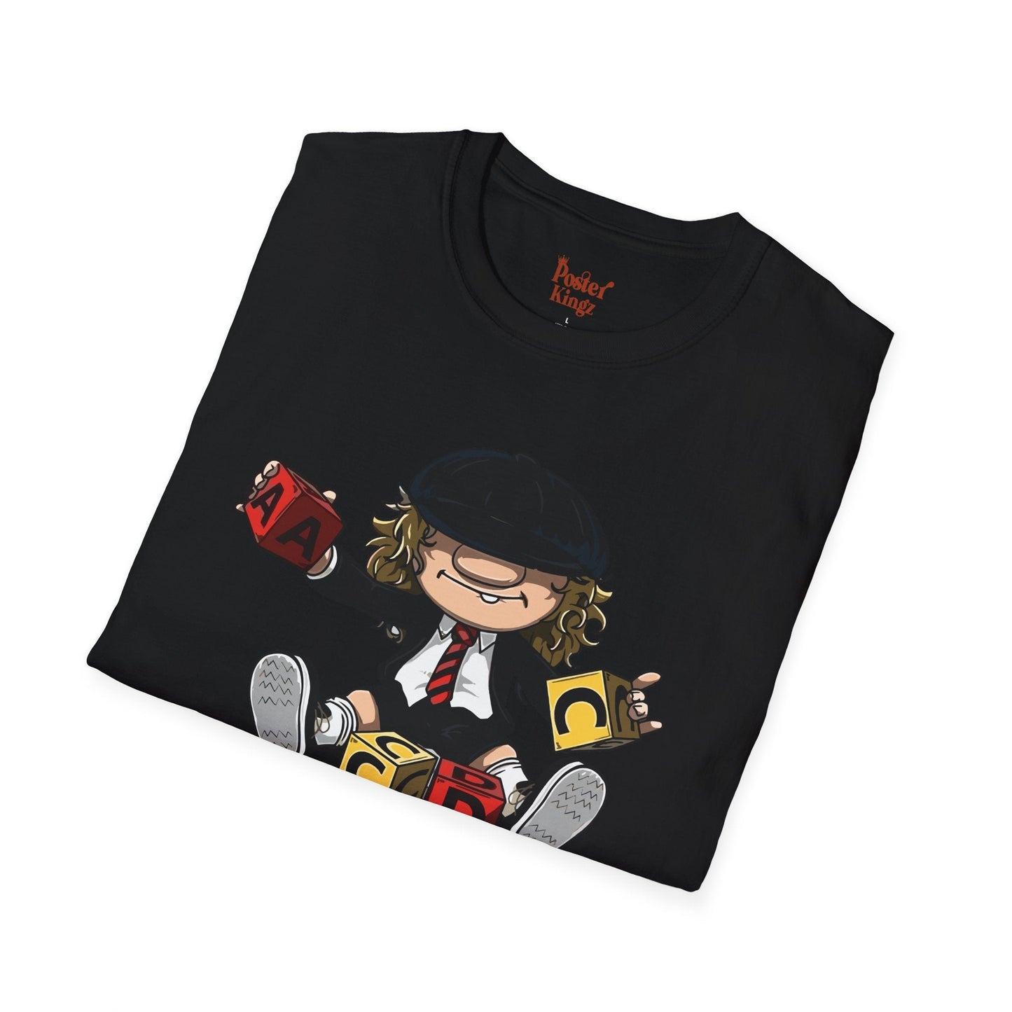 Navy t-shirt with AC/DC Baby Blocks Parody Rock