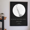 Lifestyle - Personalised The Night You Were Born Star Map Print – Black hanging on a living room wall
