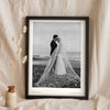 Lifestyle - Personalised Wedding Photo Print With Date leaning in a frame with dried flowers