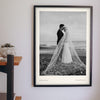 Lifestyle - Personalised Wedding Photo Print With Date hanging on a living room wall