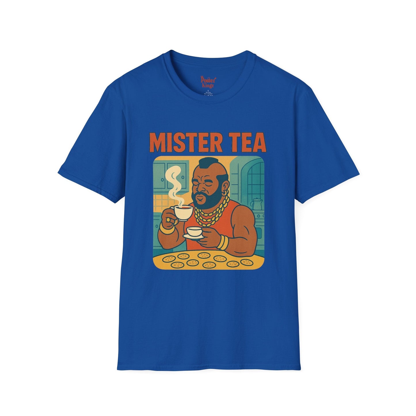 Green t-shirt with Mister Tea Pop Culture Parody
