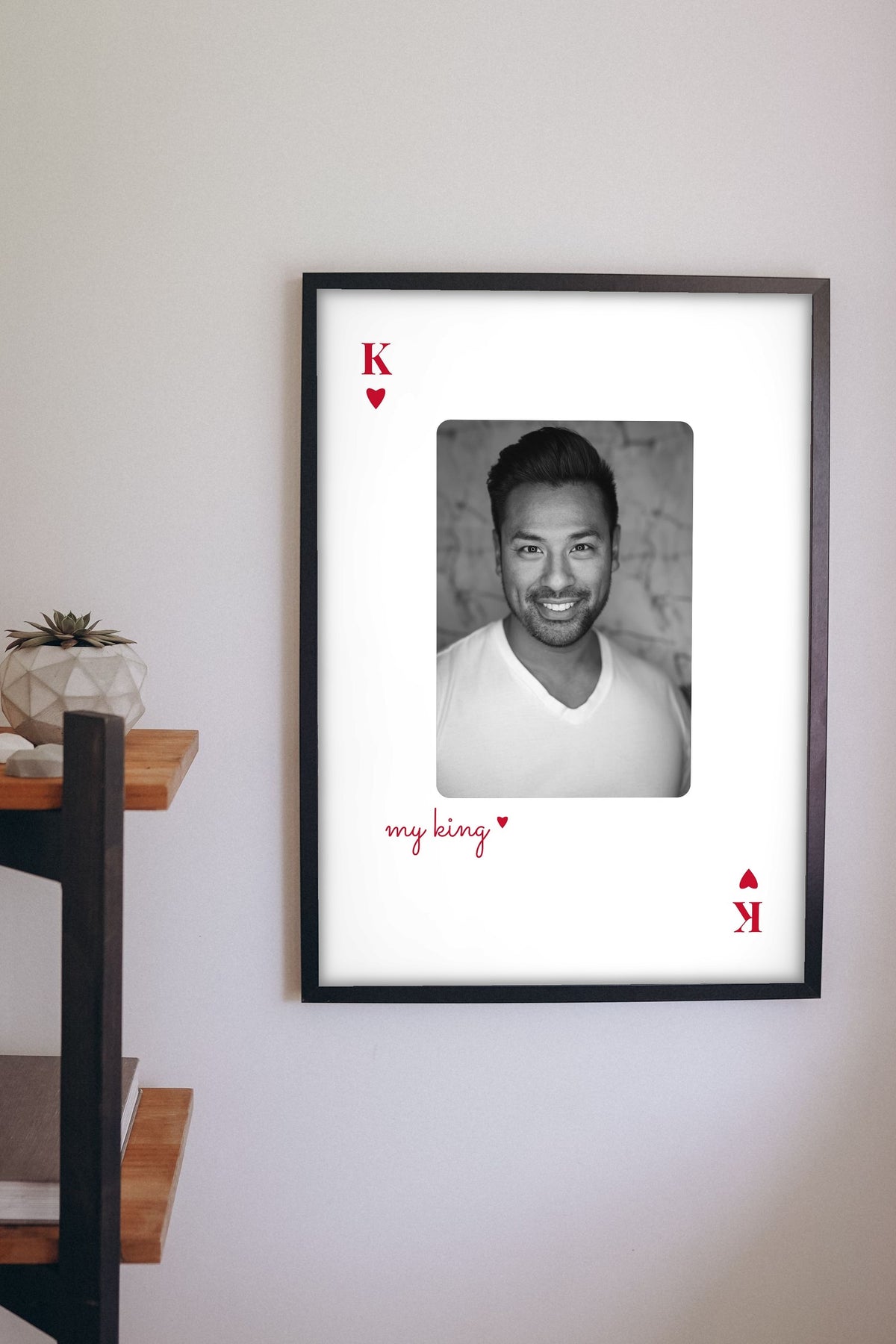 Lifestyle - Personalised Couples Playing Card Photo Print hanging on a living room wall
