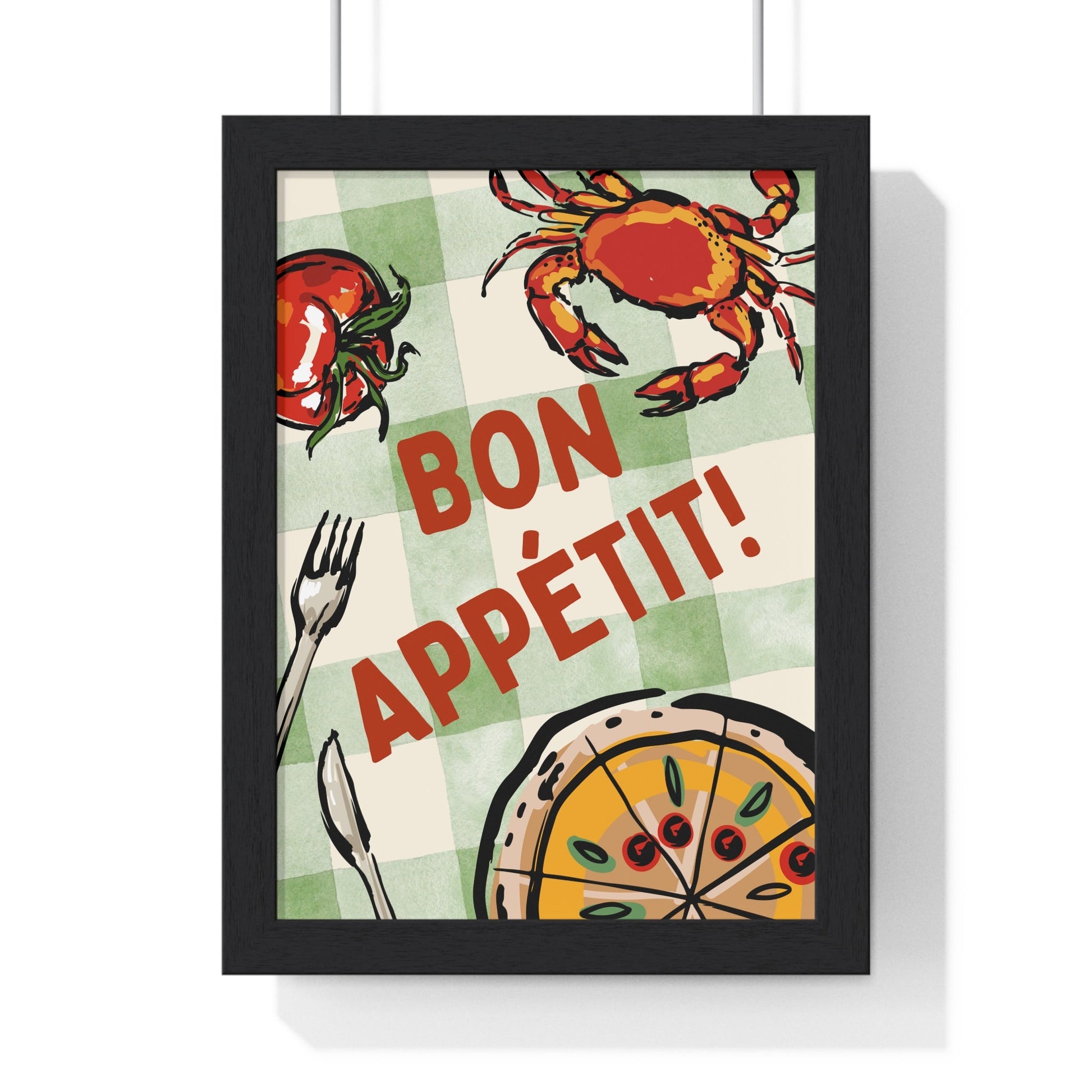 Framed Bon Appetit Kitchen Wall Art Print Food poster
