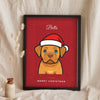 Lifestyle - Personalised Christmas Pet Portrait Print leaning in a frame with dried flowers