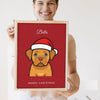 Lifestyle - Personalised Christmas Pet Portrait Print held by a smiling woman