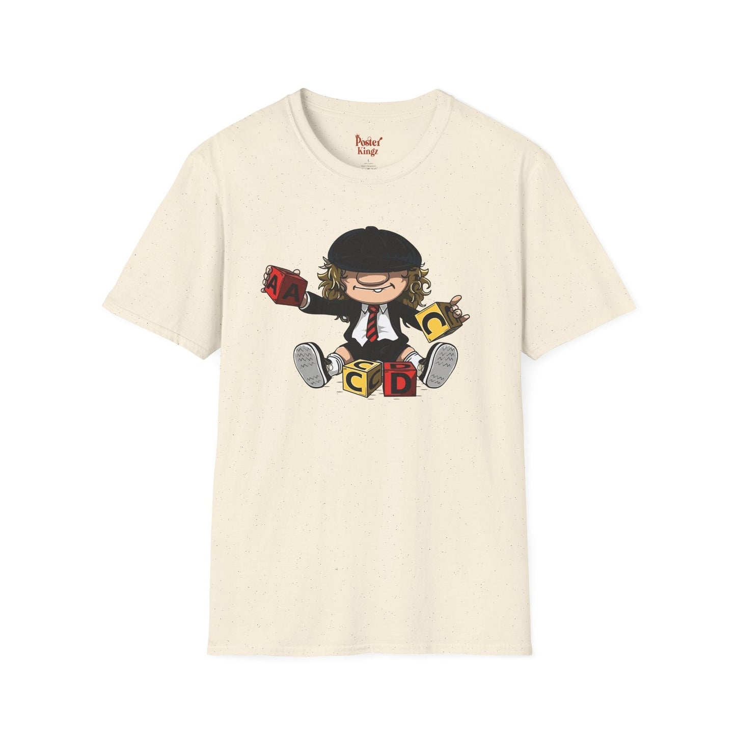 White t-shirt with AC/DC Baby Blocks Parody Rock