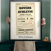 Lifestyle - Personalised Vintage Football Ticket Print held up in a bright room