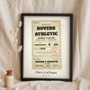 Lifestyle - Personalised Vintage Football Ticket Print leaning in a frame with dried flowers