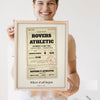 Lifestyle - Personalised Vintage Football Ticket Print held by a smiling woman