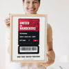 Lifestyle - Personalised Football Match Ticket Print held by a smiling woman