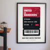 Lifestyle - Personalised Football Match Ticket Print hanging on a living room wall