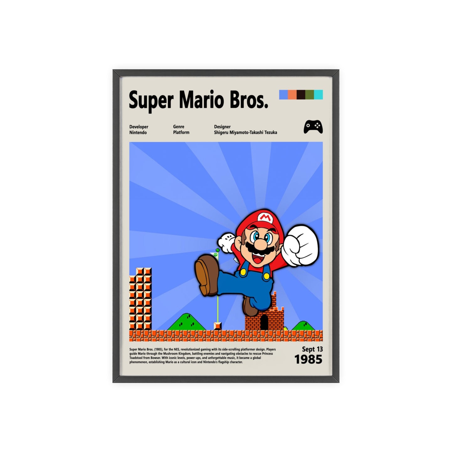 Super Mario Bros 1985 - Video Game Info minimalist Poster