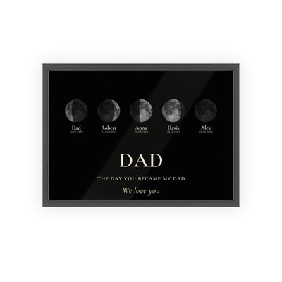 Personalised Dad moon phase print with custom date, names and message