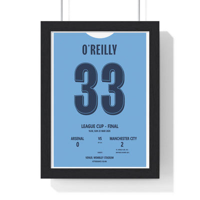 Framed Manchester City O'Reilly 33 League Cup Final Shirt - Wembley 2026 poster