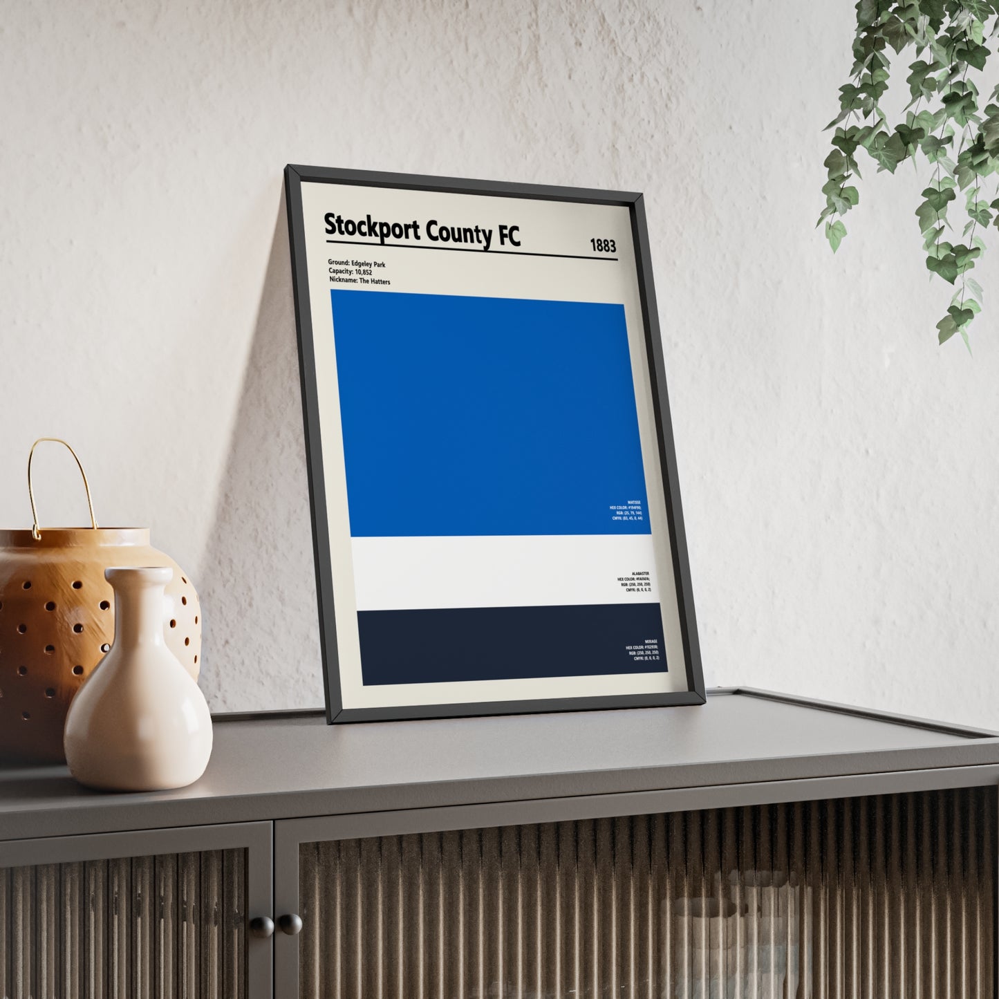 Stockport County football colour swatch poster minimalist design