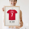 Lifestyle - Personalised Kids Football Shirt Print held by a smiling woman