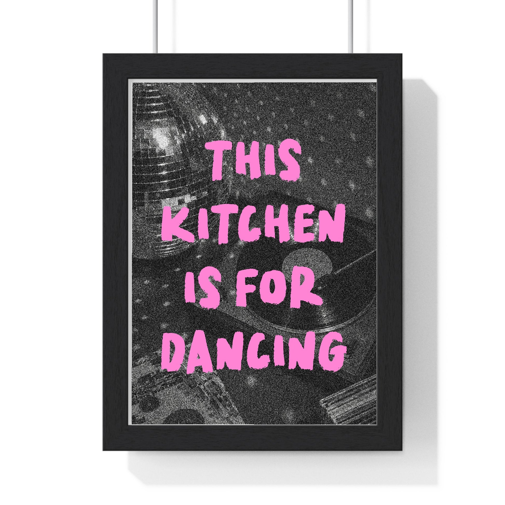 Vinyl records poster framed in black wood, music wall art design