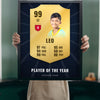 Lifestyle - Personalised Football Player Card Print held up in a bright room