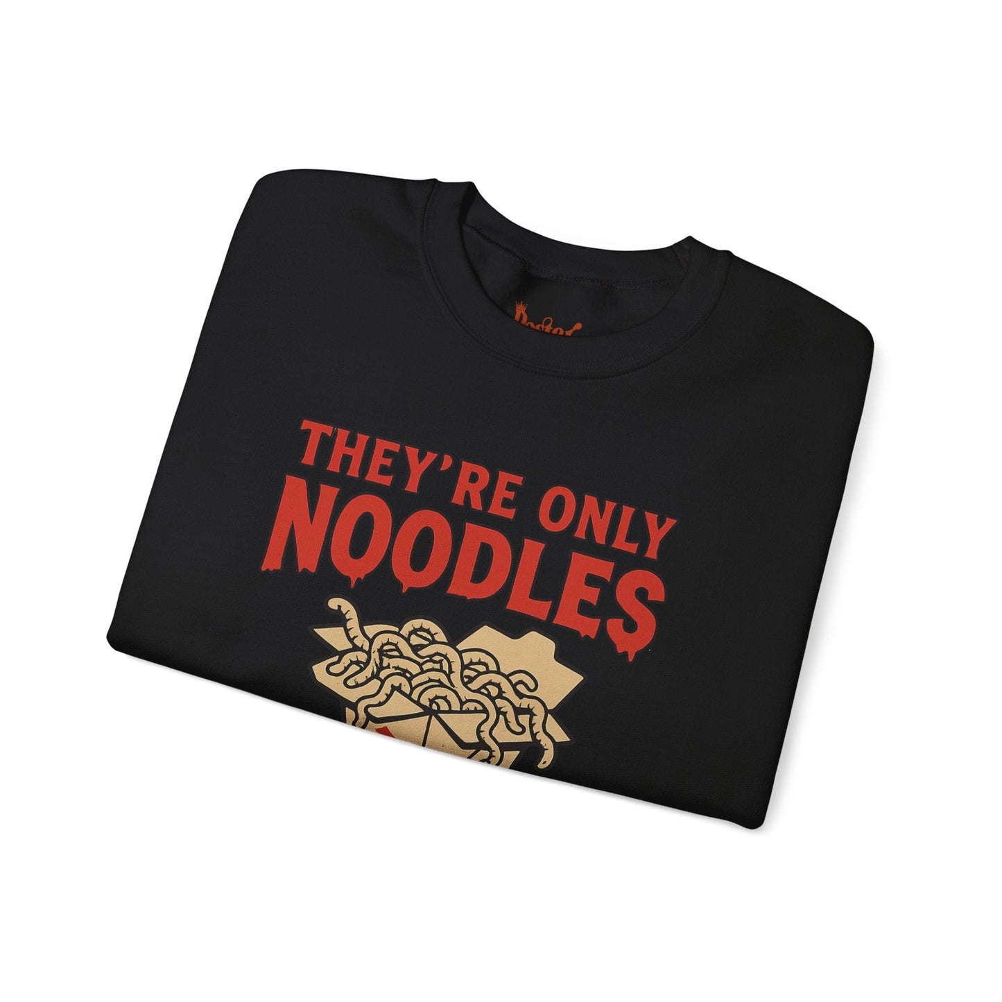 Black t-shirt with They're Only Noodles Michael Sweatshirt Horror Movie Parody