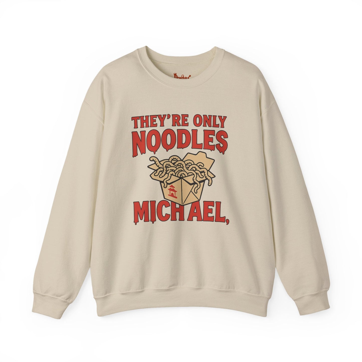 Navy t-shirt with They're Only Noodles Michael Sweatshirt Horror Movie Parody