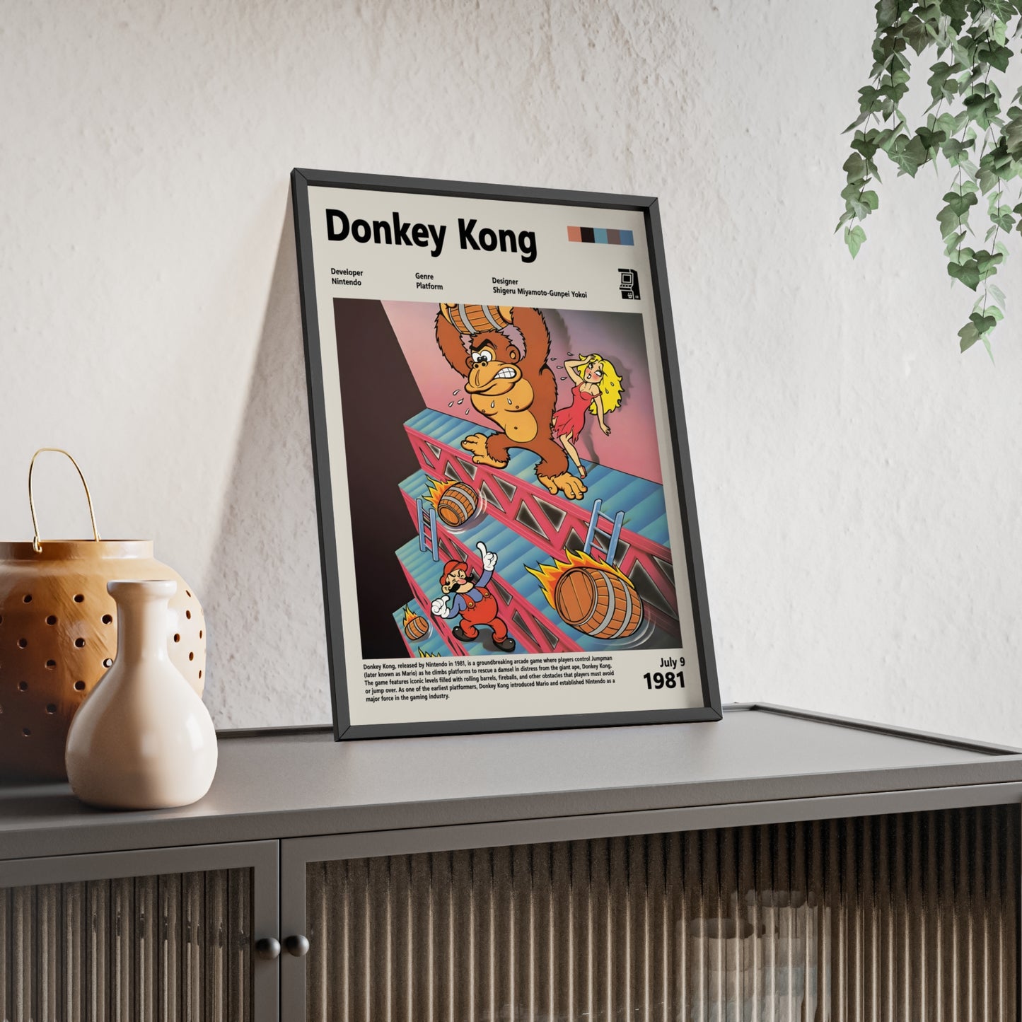 Donkey Kong 1981 - Video Game Info minimalist Poster