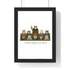 A Parliament of Owls poster in black wood frame