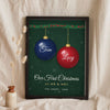 Lifestyle - Personalised First Christmas as Mr & Mrs Print leaning in a frame with dried flowers