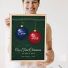 Lifestyle - Personalised First Christmas as Mr & Mrs Print held by a smiling woman