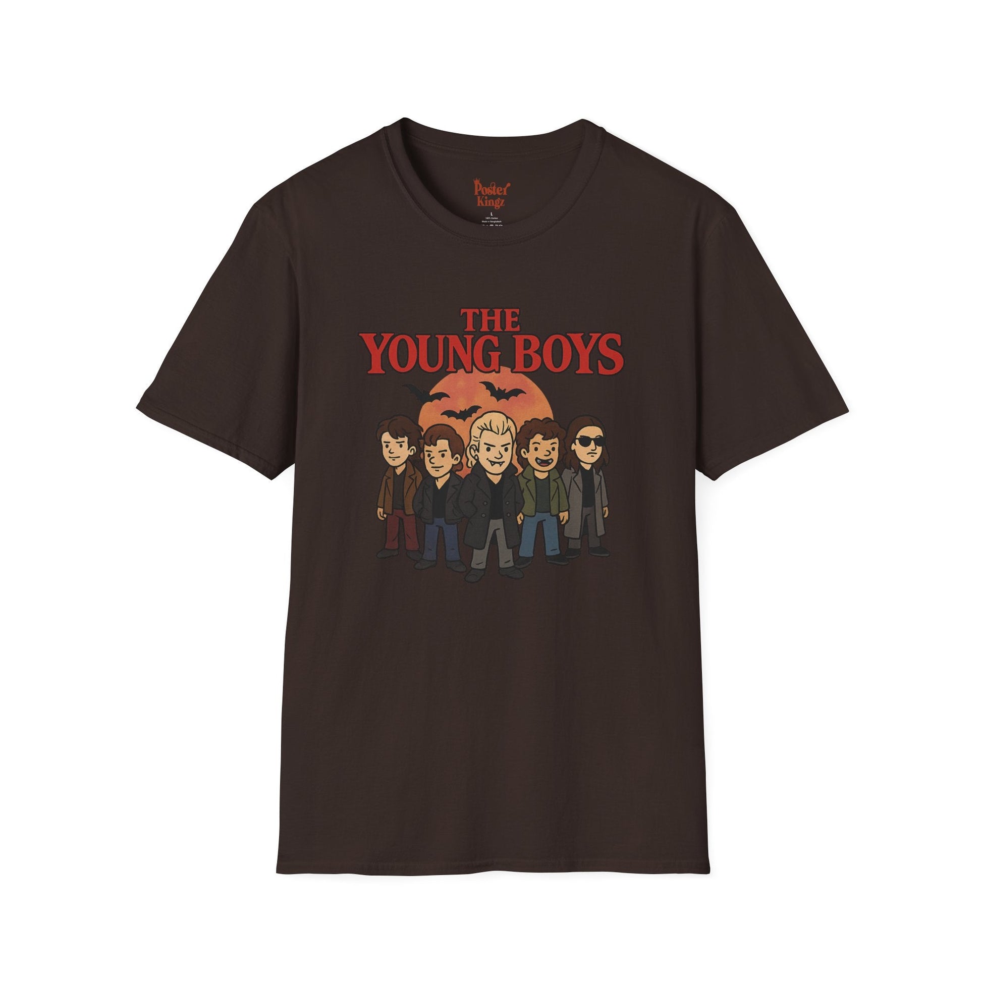 Black t-shirt with The Young Boys Lost Boys Horror Parody