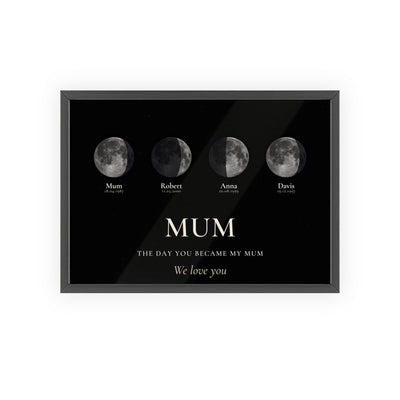 Personalised Mum moon phase print with custom date, names and message