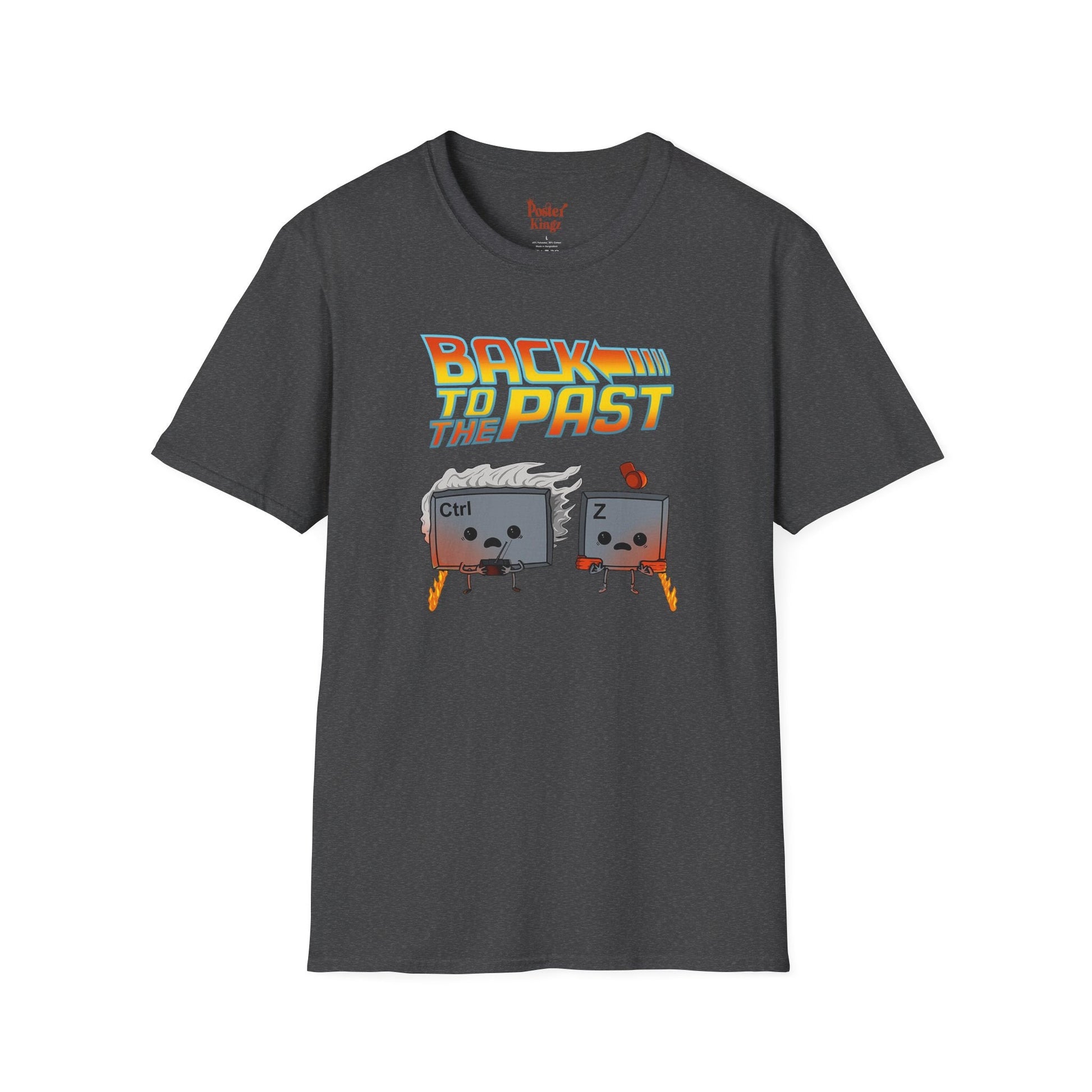Black t-shirt with Back to the Past Ctrl Z Tech Programmer Parody