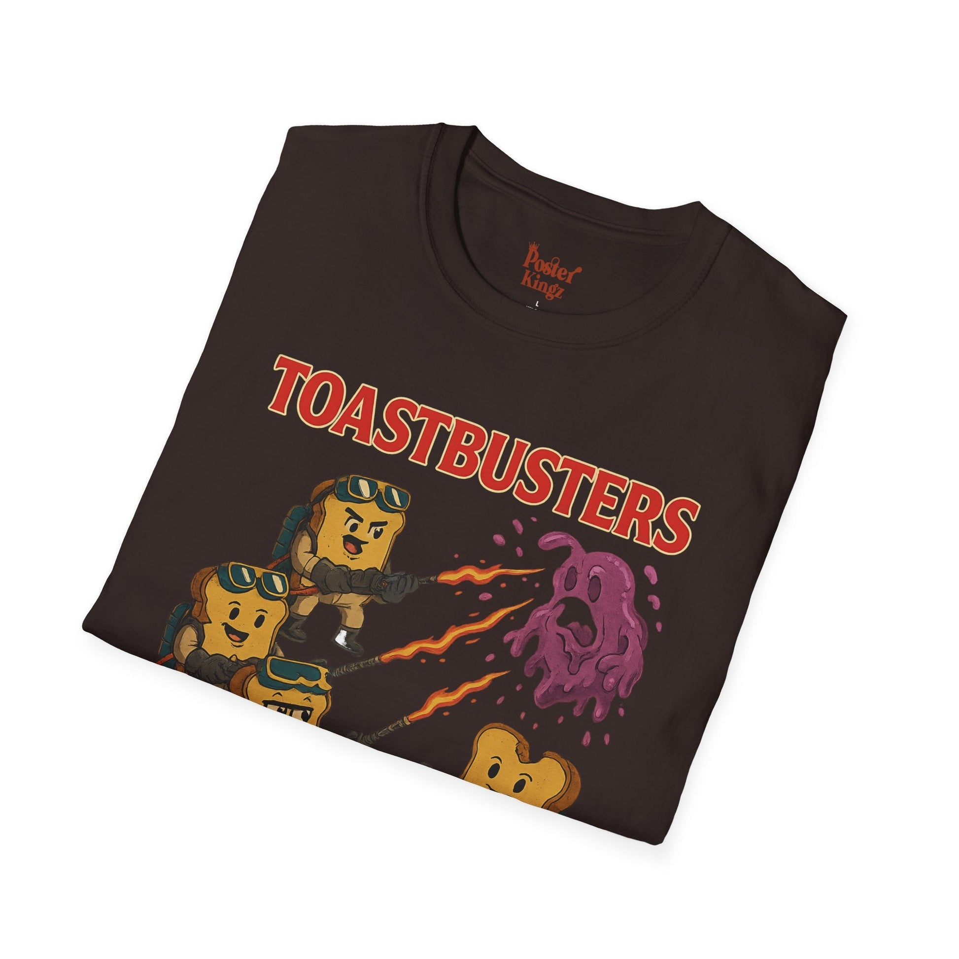 Red t-shirt with Toastbusters Ghostbusters Parody